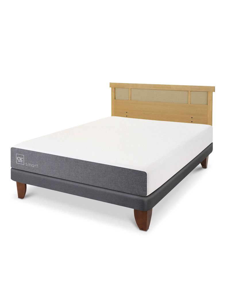 Cama Europea Smart 2 Plazas + Respaldo Dublín Mostaza-0