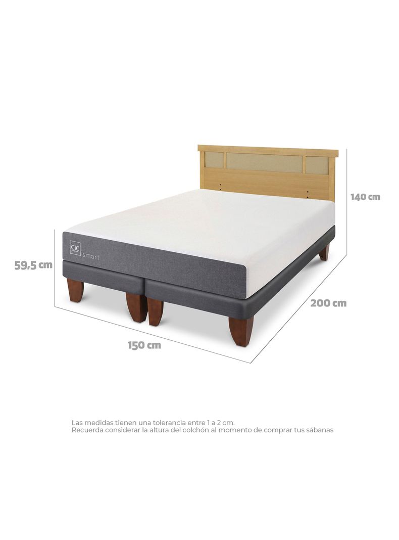 Cama Europea Smart 2 Plazas Base Dividida + Respaldo Dublín Mostaza-1