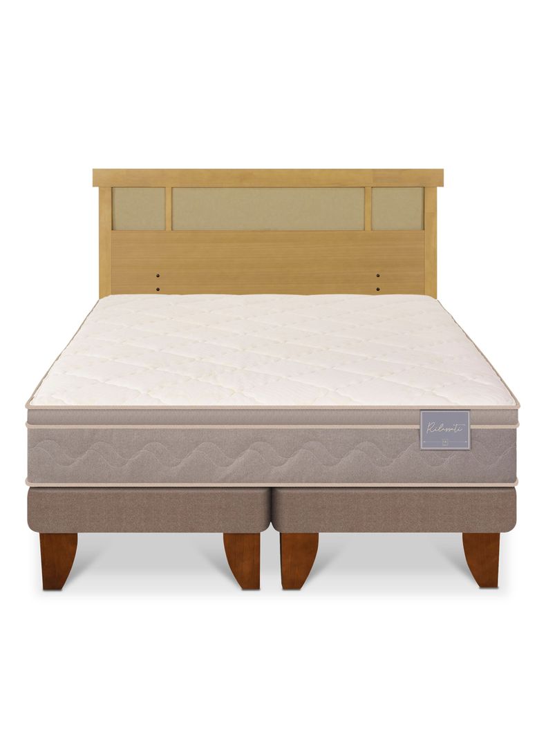Cama Europea Rilassati 2 Plazas Base Dividida + Respaldo Dublín Mostaza-2