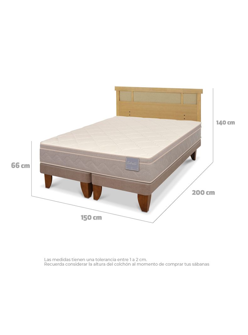 Cama Europea Rilassati 2 Plazas Base Dividida + Respaldo Dublín Mostaza-1