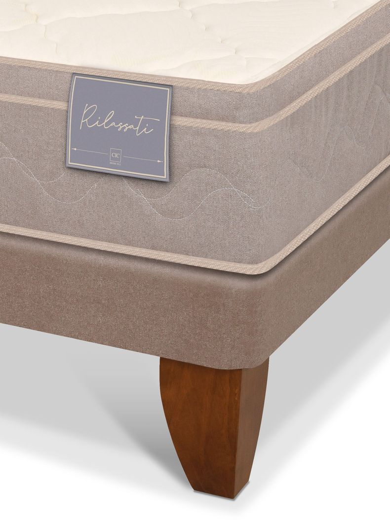 Cama Europea Rilassati 2 Plazas Base Dividida + Respaldo Dublín Mostaza-5