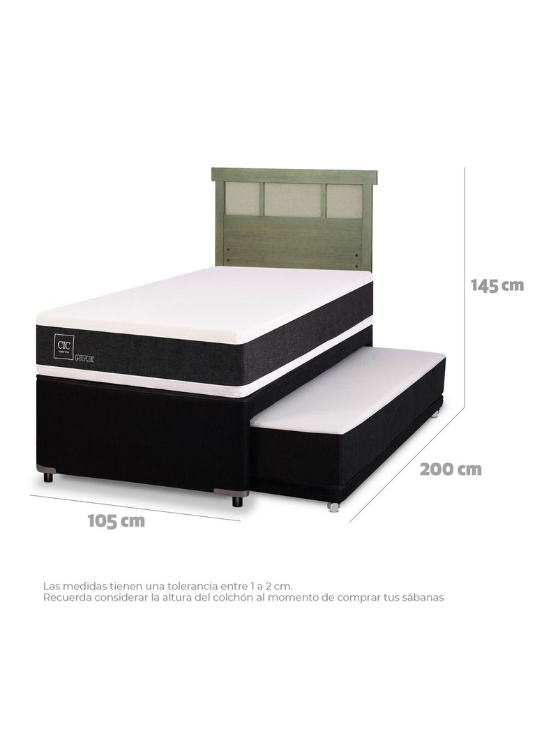 Diván Ortopedic Black 1.5 Plazas Respaldo Dublín Olivo-1