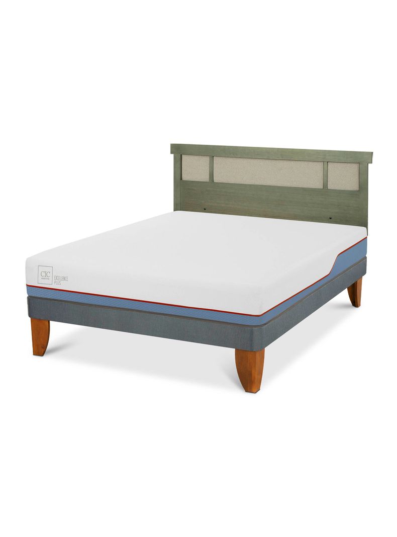 Cama Europea Excellence Plus 2 Plazas+ Respaldo Dublín Olivo