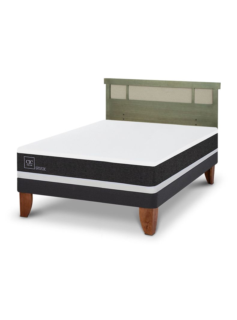 Cama Europea Ortopedic 2 Plazas + Respaldo Dublín Olivo-0
