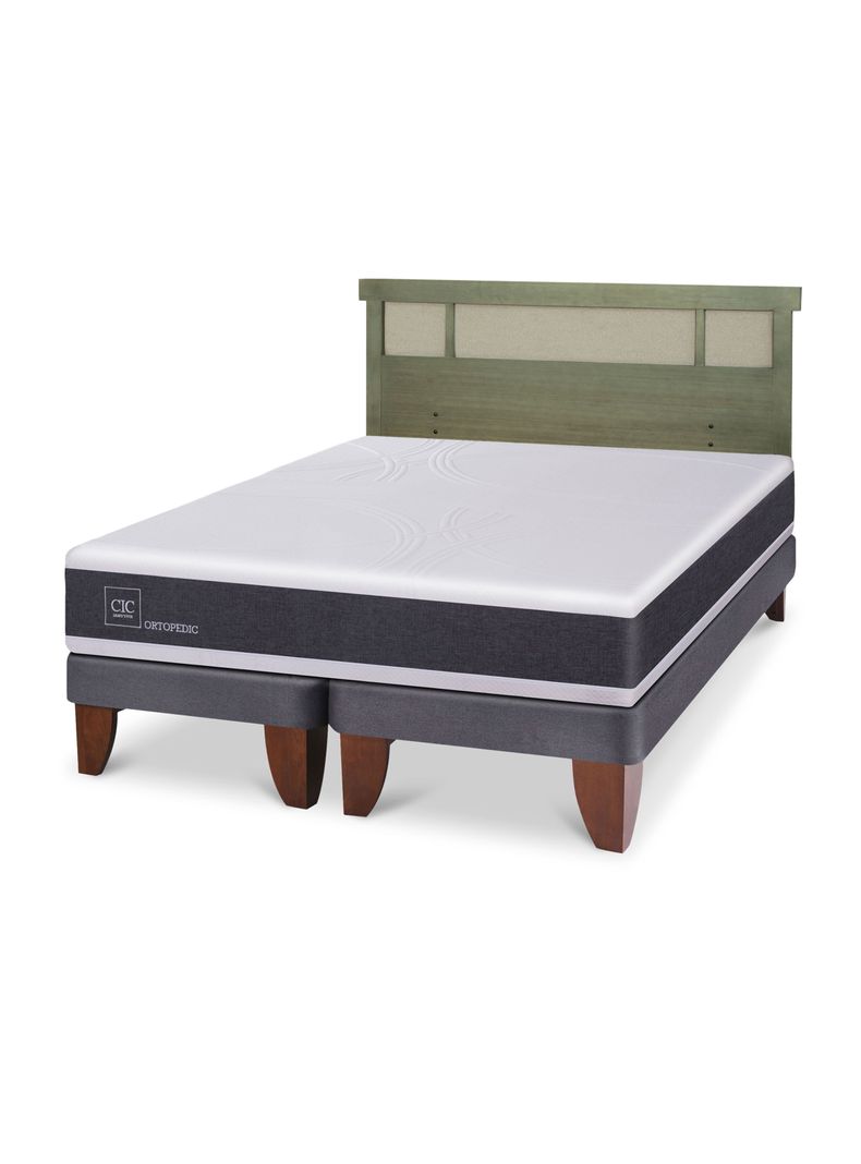 Cama Europea Ortopedic 2 Plazas Base Dividida + Respaldo Dublín Olivo-0