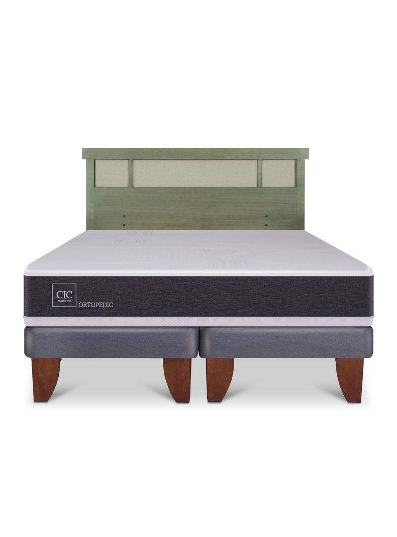 Cama Europea Ortopedic King + Respaldo Dublín Olivo-2