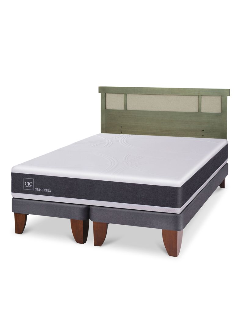 Cama Europea Ortopedic King + Respaldo Dublín Olivo-0