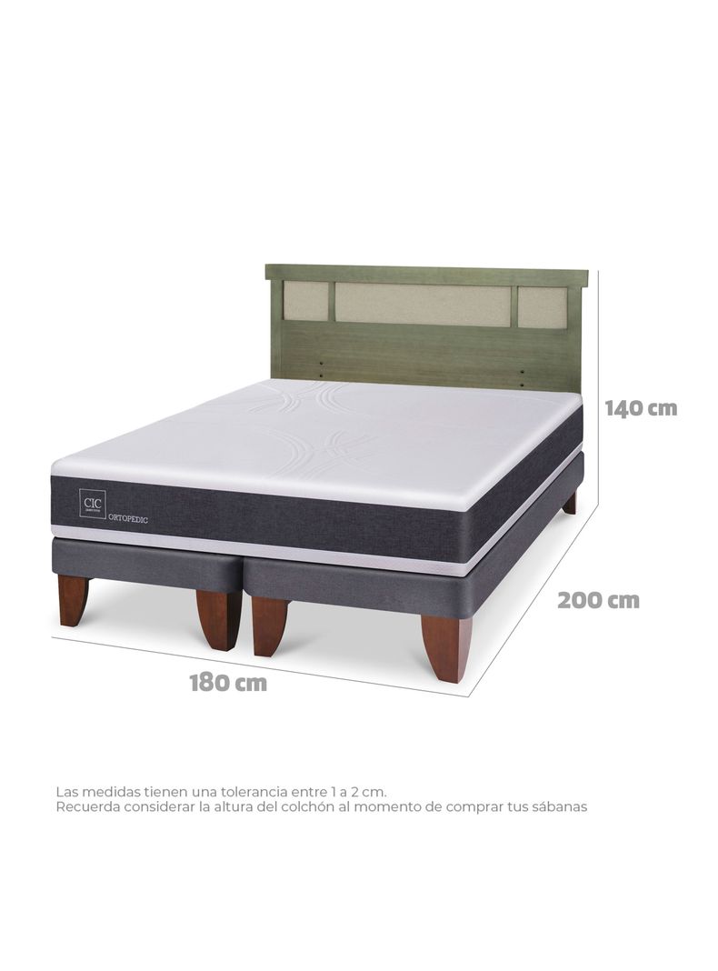 Cama Europea Ortopedic King + Respaldo Dublín Olivo-1