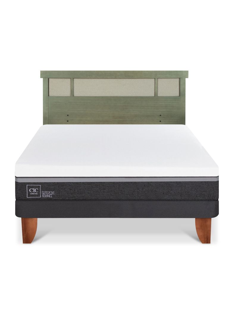 Cama Europea Ortopedic Advance 2 Plazas + Respaldo Dublín Olivo-2