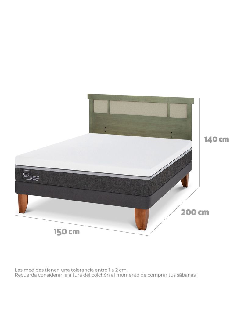 Cama Europea Ortopedic Advance 2 Plazas + Respaldo Dublín Olivo-1