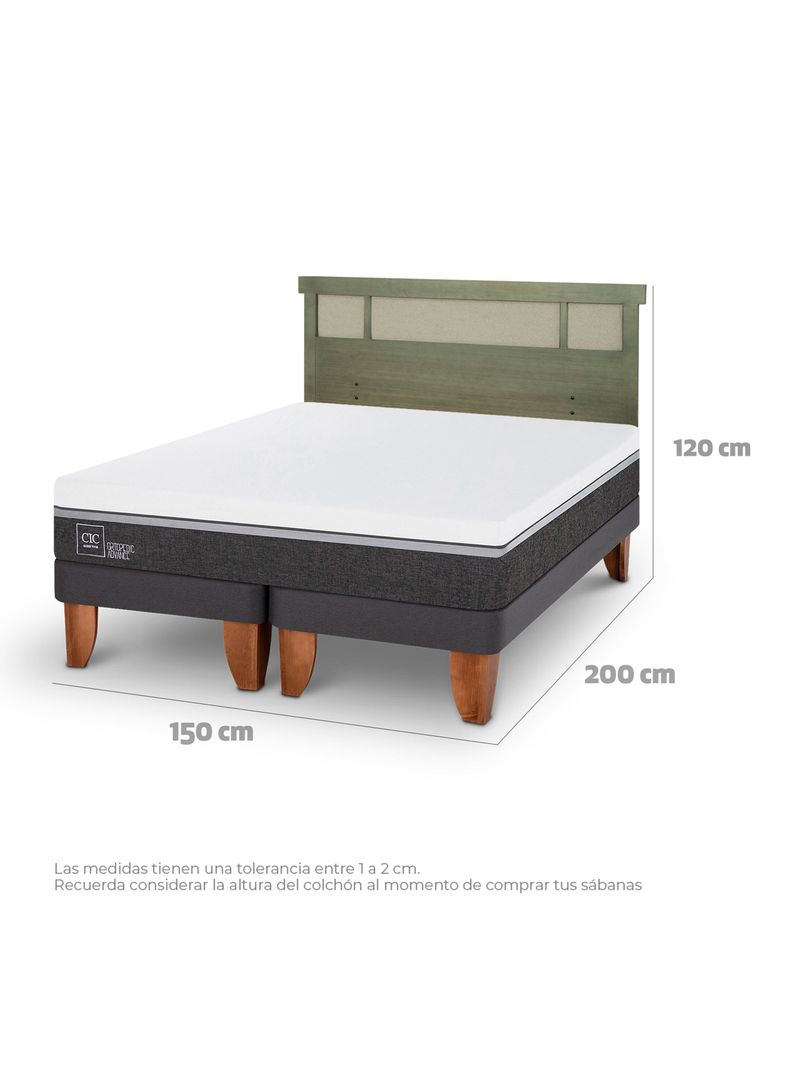 Cama Europea Ortopedic Advance 2 Plazas Base Dividida + Respaldo Dublín Olivo-1