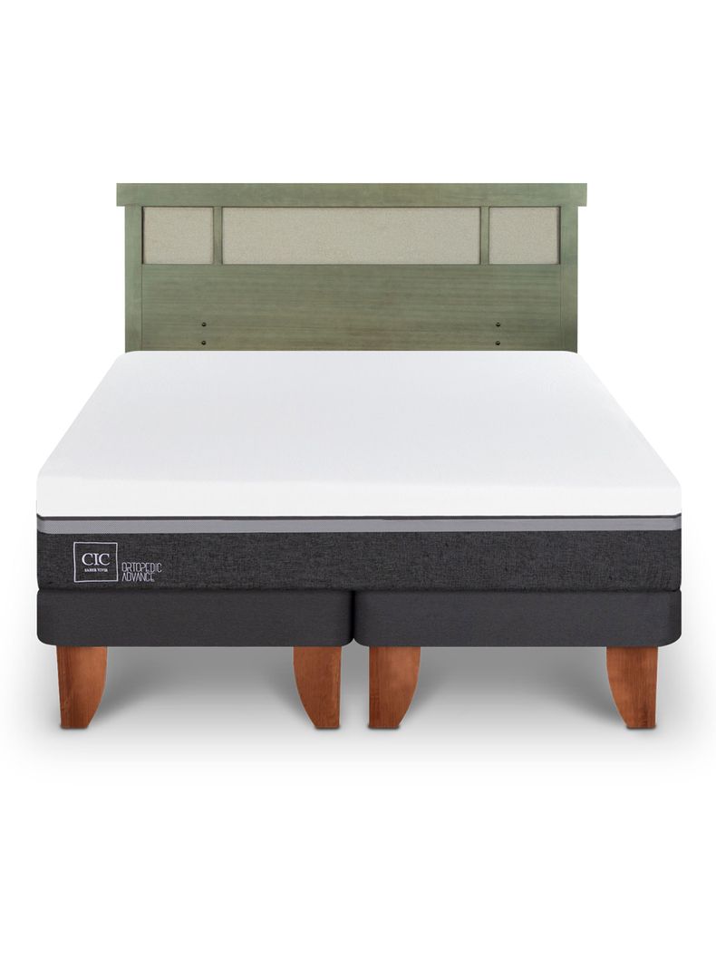 Cama Europea Ortopedic Advance 2 Plazas Base Dividida + Respaldo Dublín Olivo-2