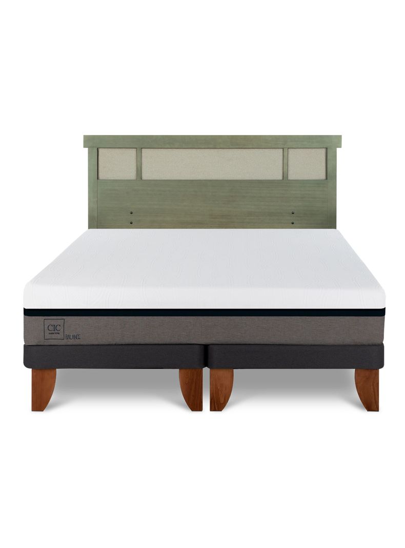 Cama Europea Balance King + Respaldo Dublín Olivo-2