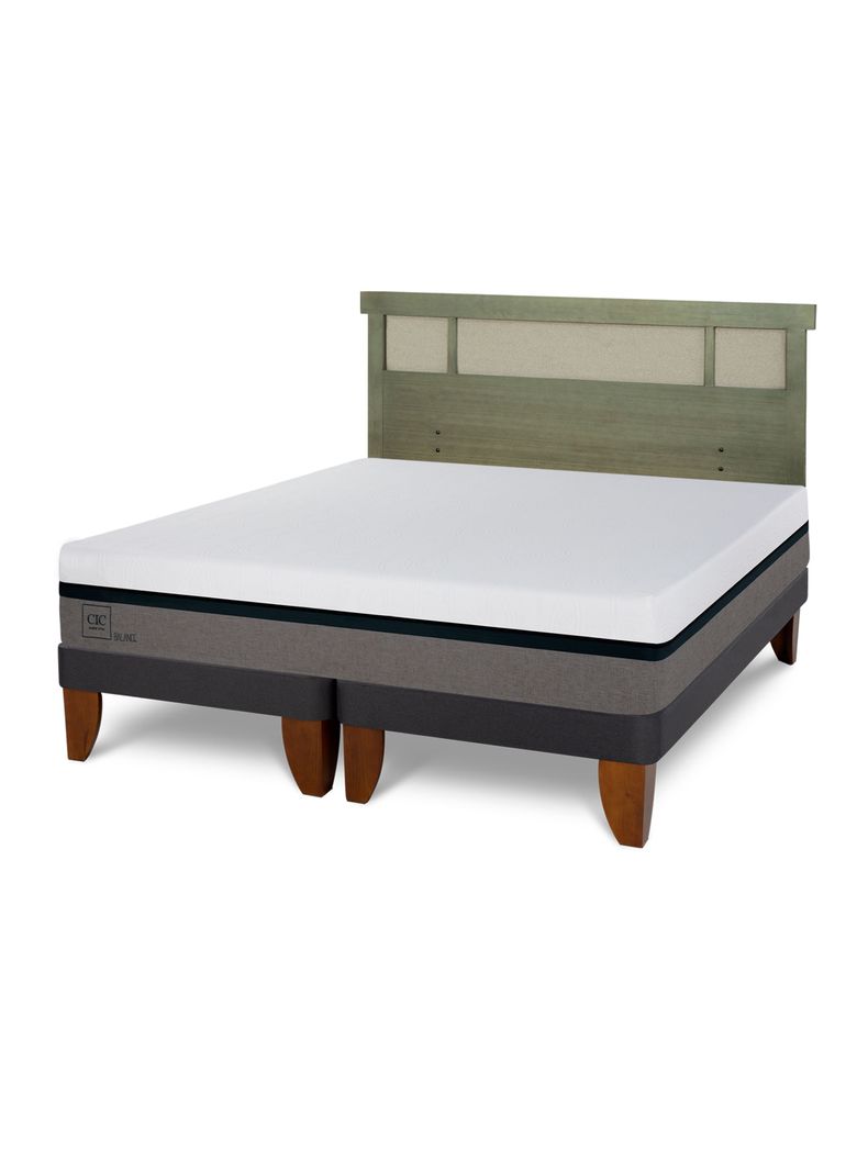 Cama Europea Balance King + Respaldo Dublín Olivo-0