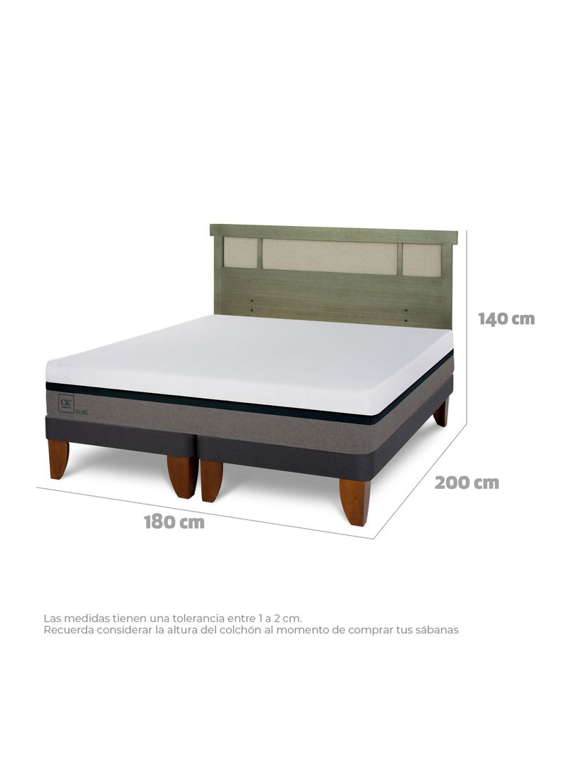 Cama Europea Balance King + Respaldo Dublín Olivo-1