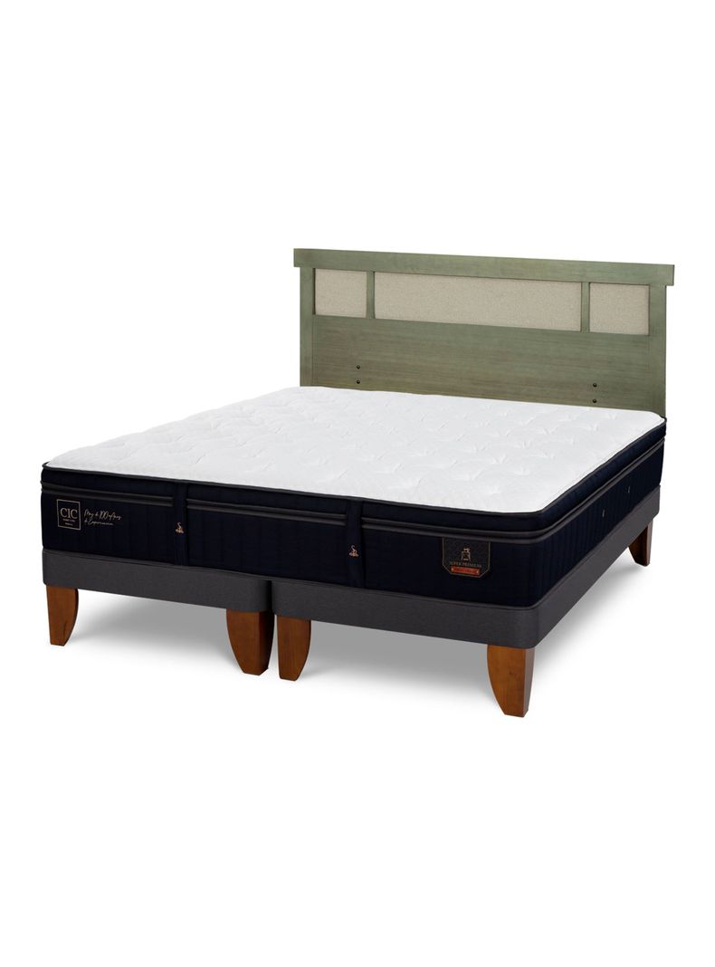 Cama Europea Súper Premium King + Respaldo Dublín Olivo-0