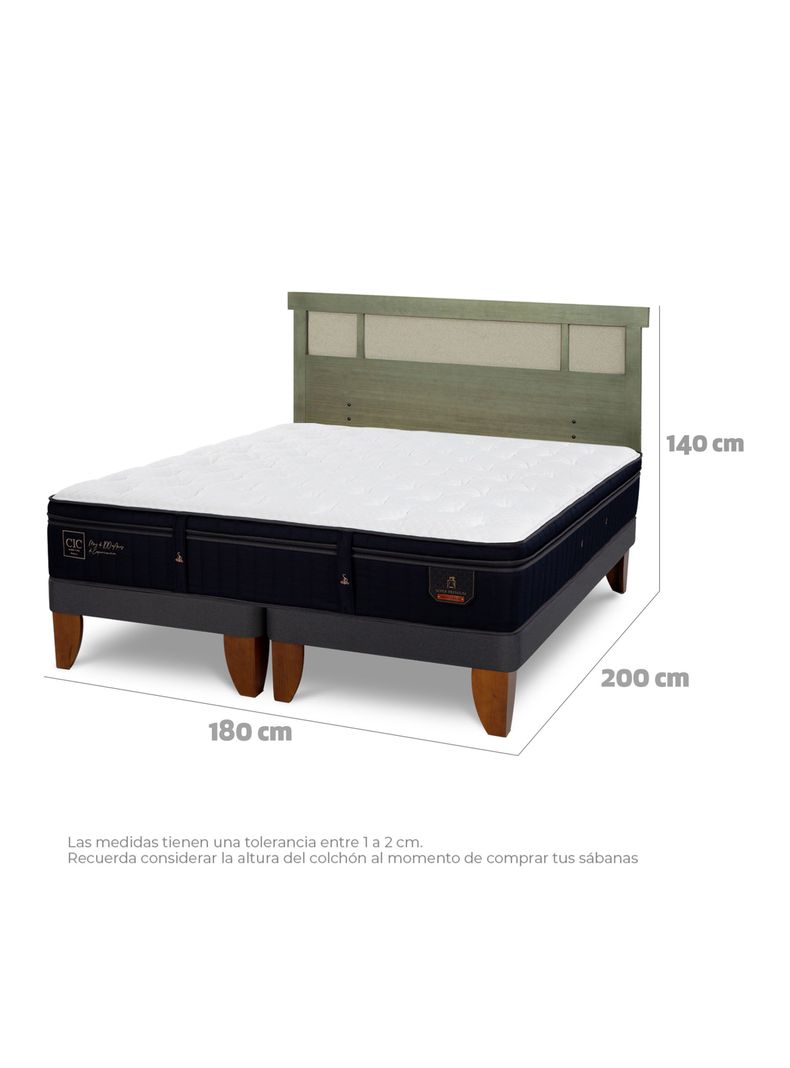 Cama Europea Súper Premium King + Respaldo Dublín Olivo-1