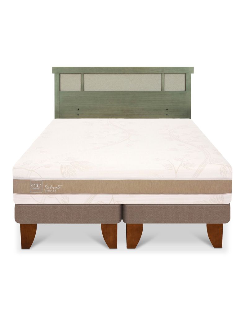 Cama Europea Rilassati Infinity 2 Plazas Base Dividida + Respaldo Dublin Olivo-2