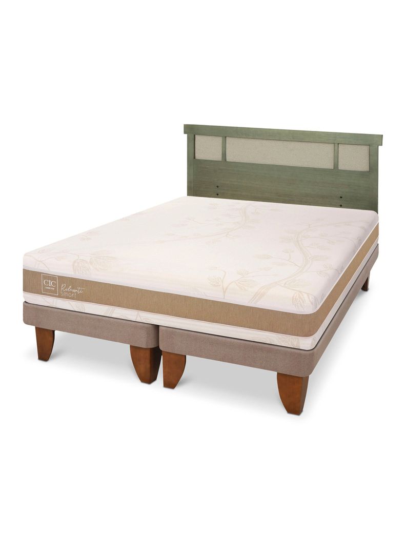 Cama Europea Rilassati Infinity 2 Plazas Base Dividida + Respaldo Dublin Olivo-0