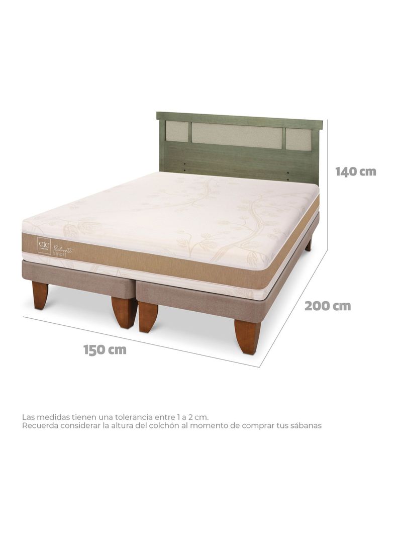 Cama Europea Rilassati Infinity 2 Plazas Base Dividida + Respaldo Dublin Olivo-1