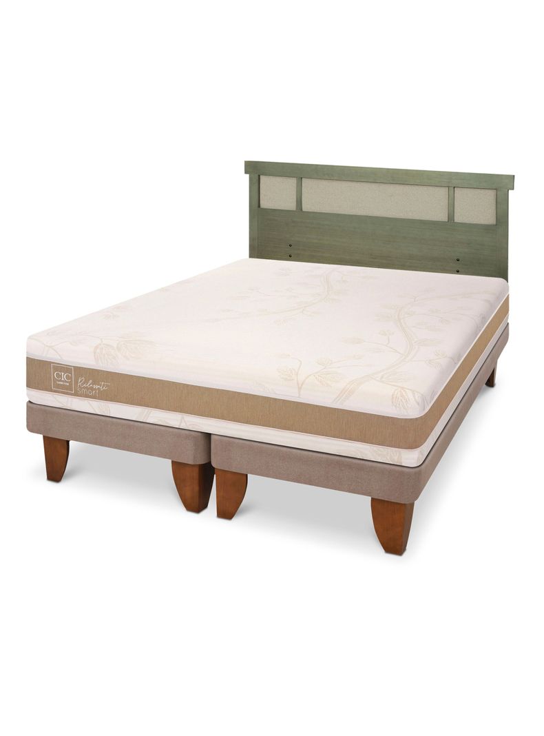 Cama Europea Rilassati Infinity King + Respaldo Dublin Olivo-0