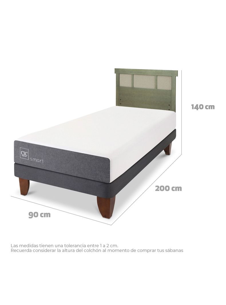 Cama Europea Smart 1 Plaza + Respaldo Dublín Olivo-1