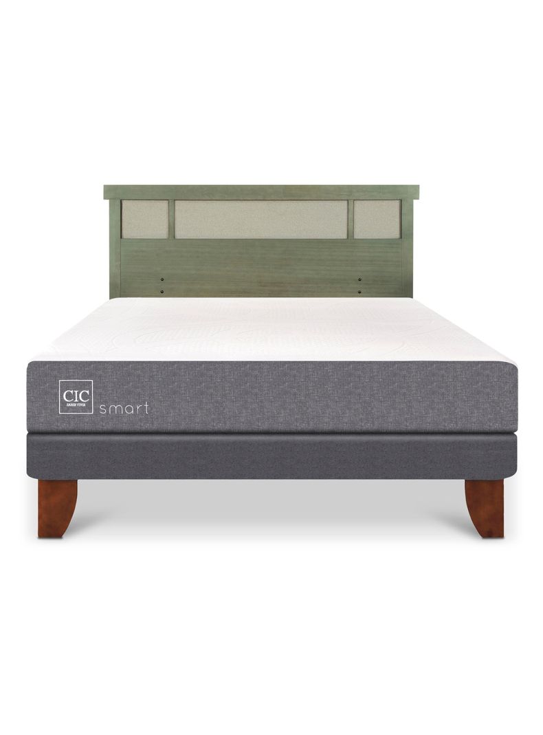 Cama Europea Smart 2 Plazas + Respaldo Dublín Olivo-2