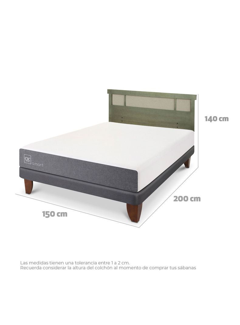 Cama Europea Smart 2 Plazas + Respaldo Dublín Olivo-1