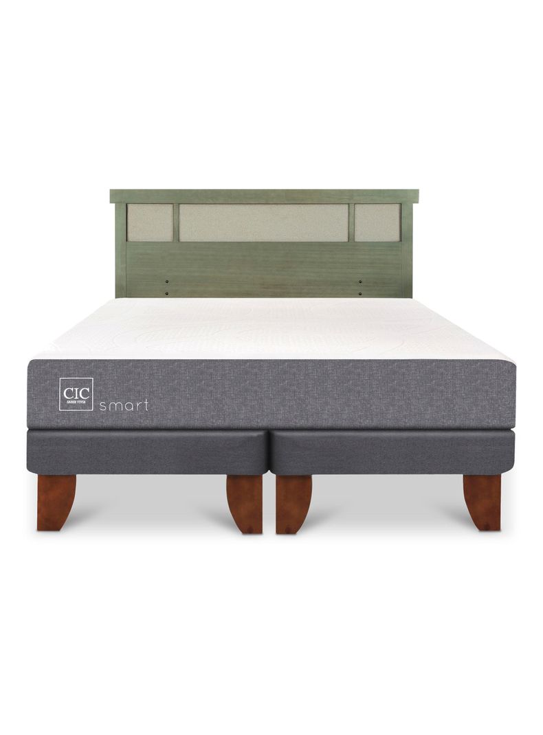 Cama Europea Smart King + Respaldo Dublín Olivo-2