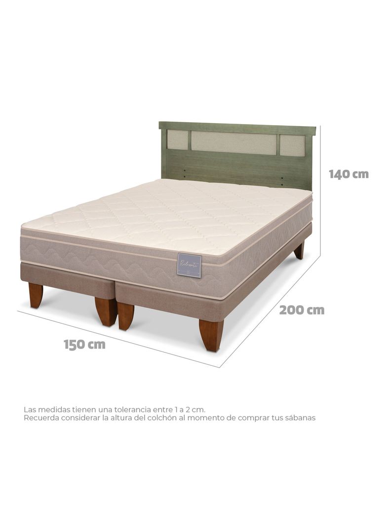 Cama Europea Rilassati 2 Plazas Base Dividida + Respaldo Dublín Olivo-1