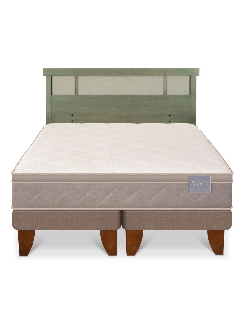 Cama Europea Rilassati 2 Plazas Base Dividida + Respaldo Dublín Olivo-2