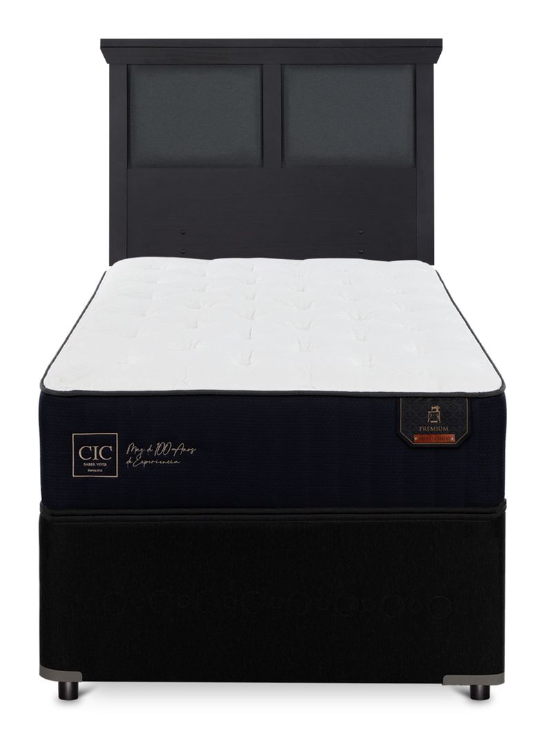 Diván Premium Black 1.5 Plazas Respaldo Torino Negro-2
