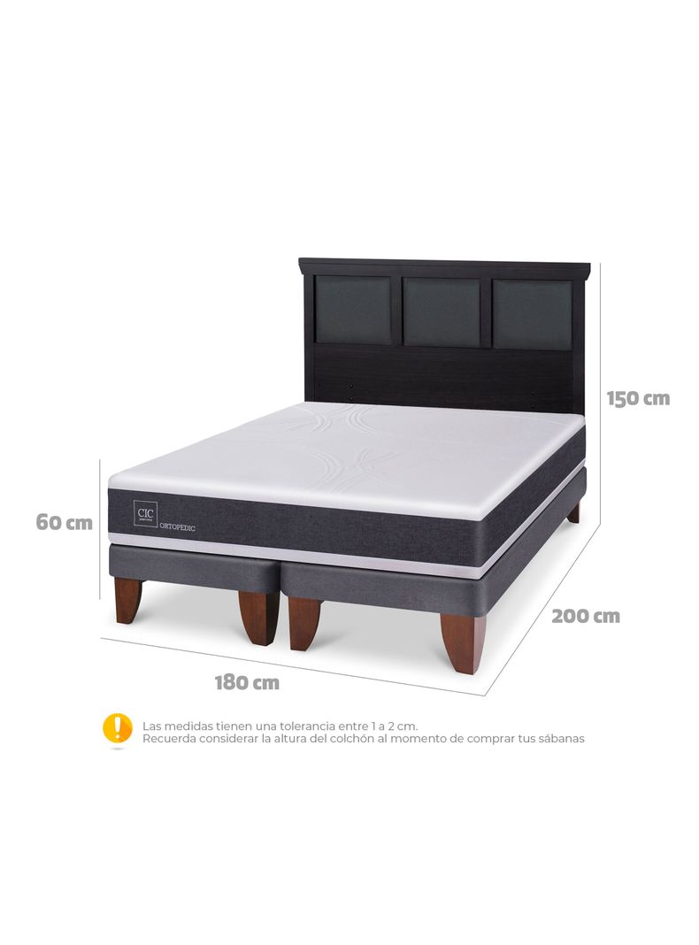 Cama Europea Ortopedic King + Respaldo Torino Negro-1