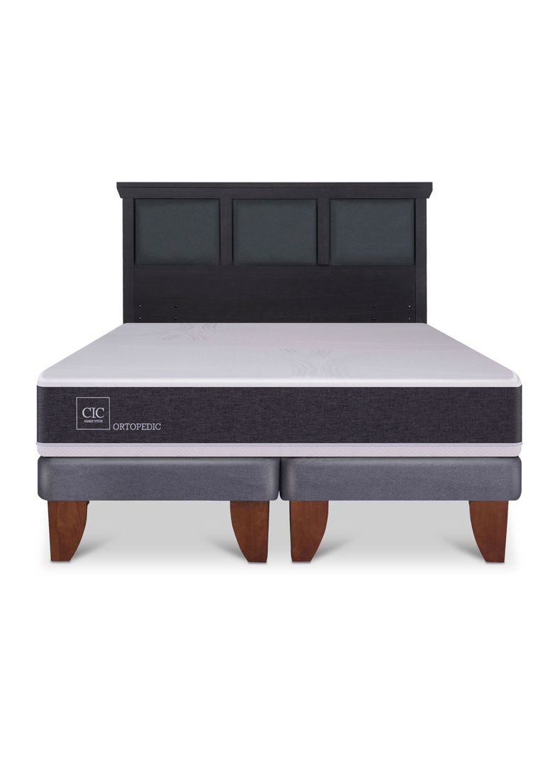 Cama Europea Ortopedic King + Respaldo Torino Negro-2