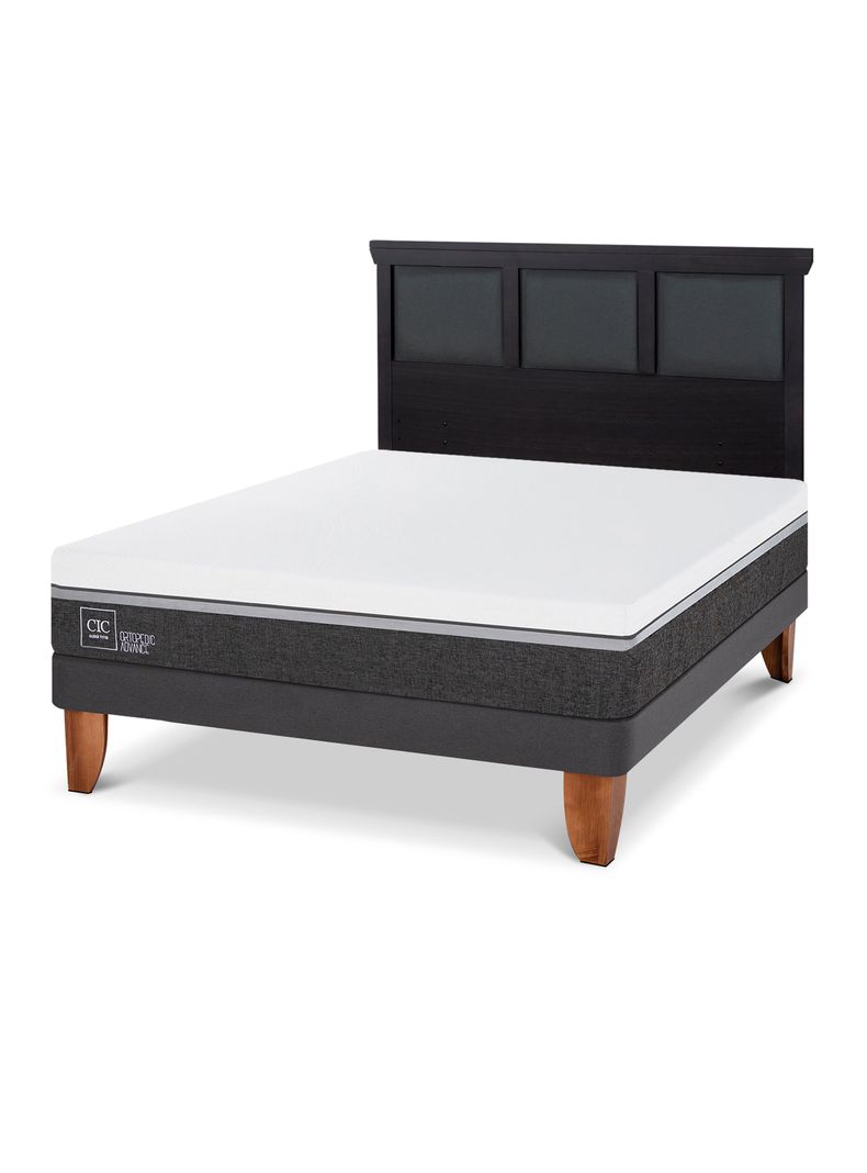 Cama Europea Ortopedic Advance 2 Plazas + Respaldo Torino Negro-0