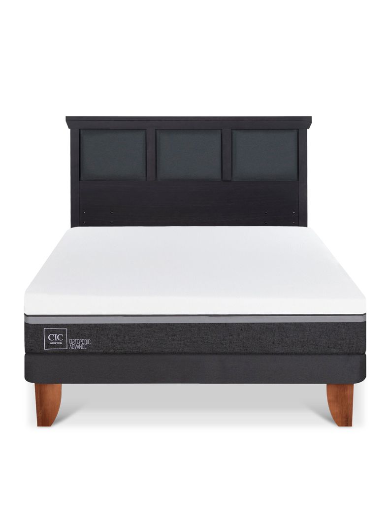 Cama Europea Ortopedic Advance 2 Plazas + Respaldo Torino Negro-2