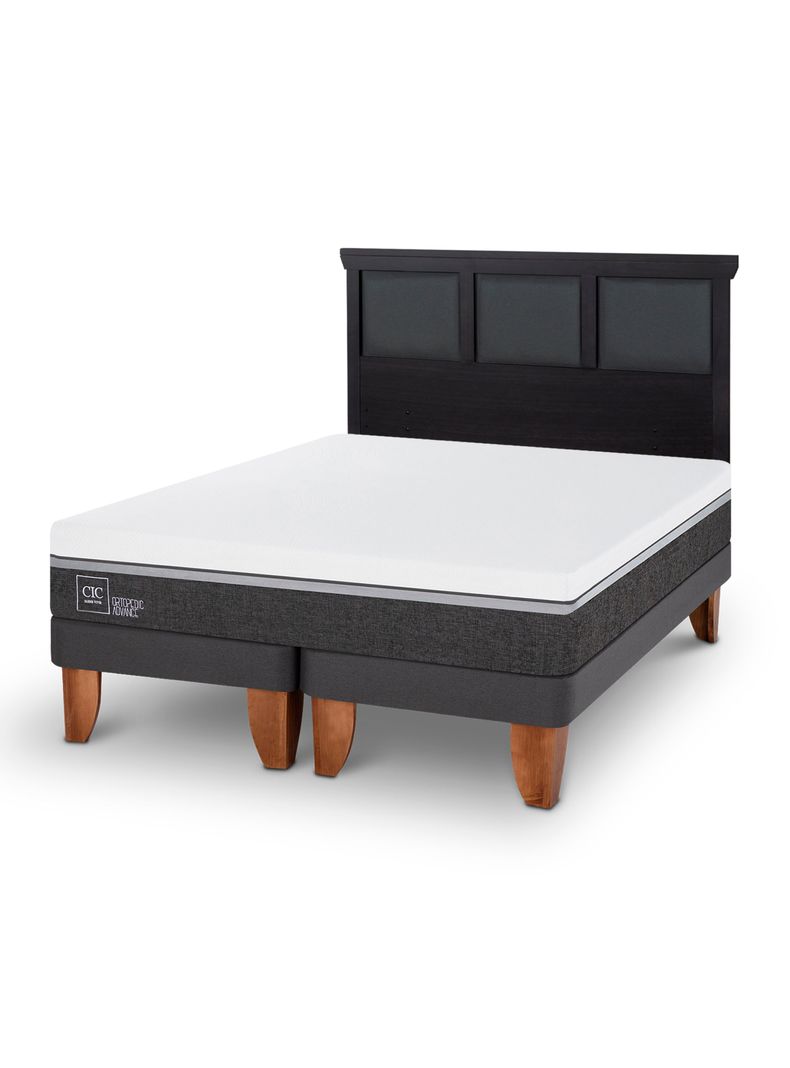 Cama Europea Ortopedic Advance 2 Plazas Base Dividida + Respaldo Torino Negro-0