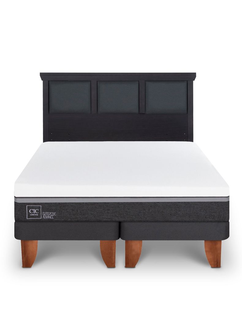 Cama Europea Ortopedic Advance 2 Plazas Base Dividida + Respaldo Torino Negro-2