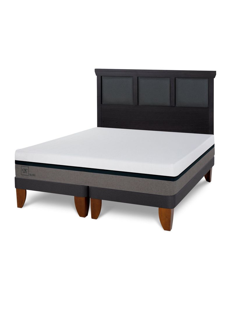 Cama Europea Balance 2 Plazas Base Dividida + Respaldo Torino Negro-0