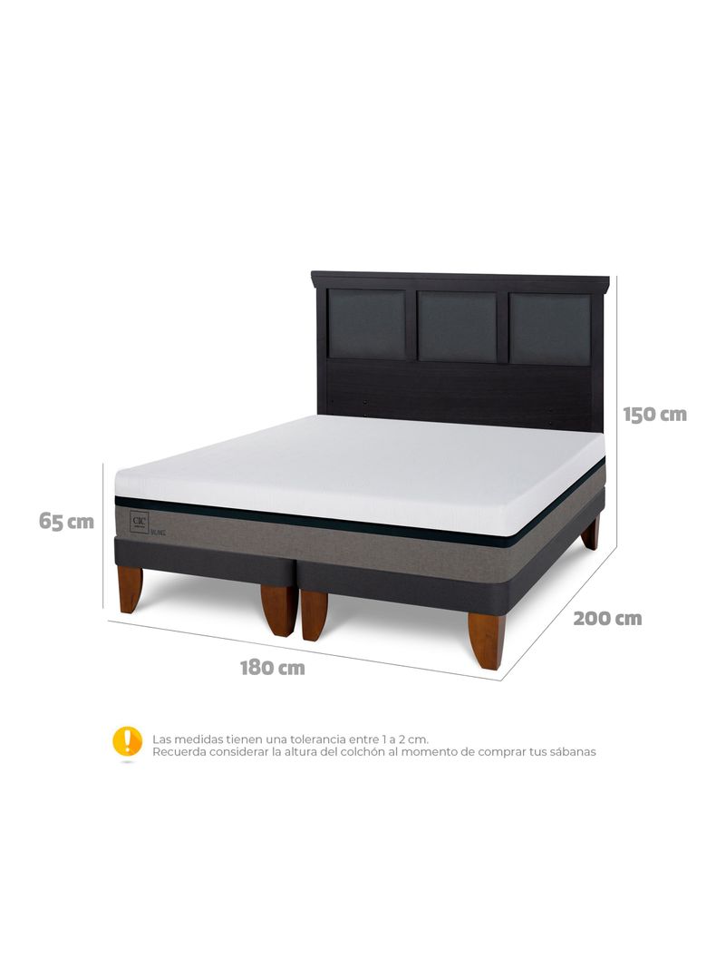 Cama Europea Balance King + Respaldo Torino Negro-1