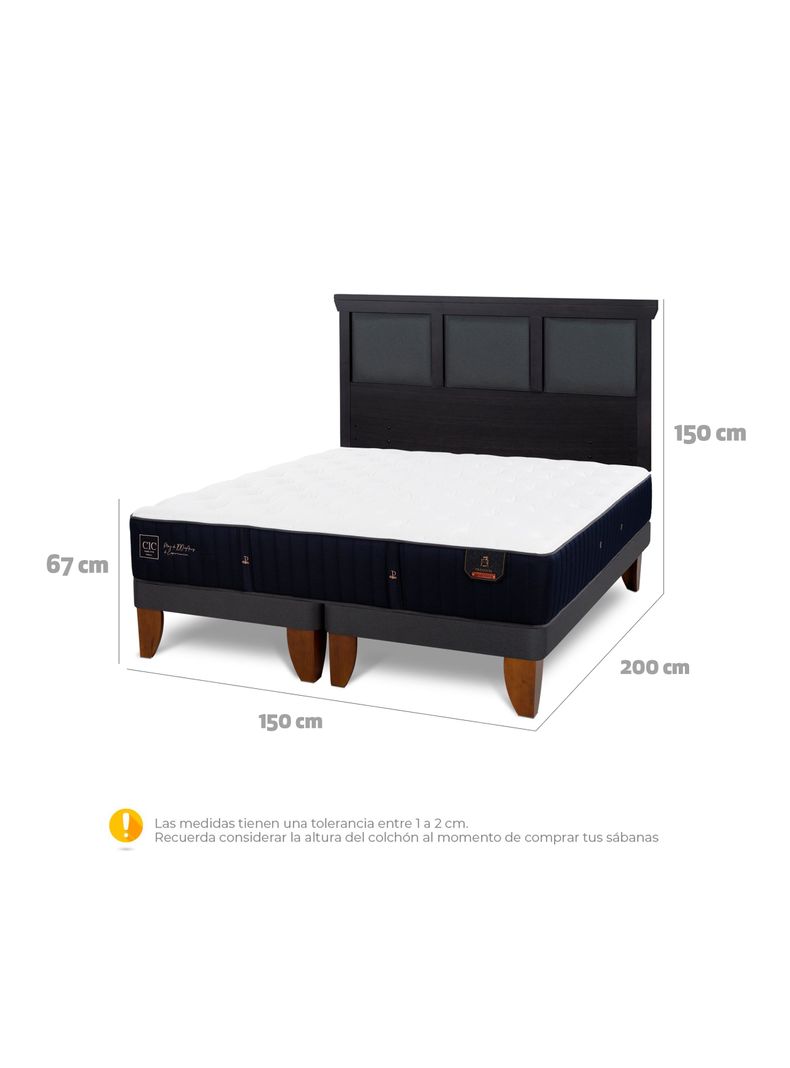 Cama Europea Premium 2 Plazas Base Dividida + Respaldo Torino Negro-1