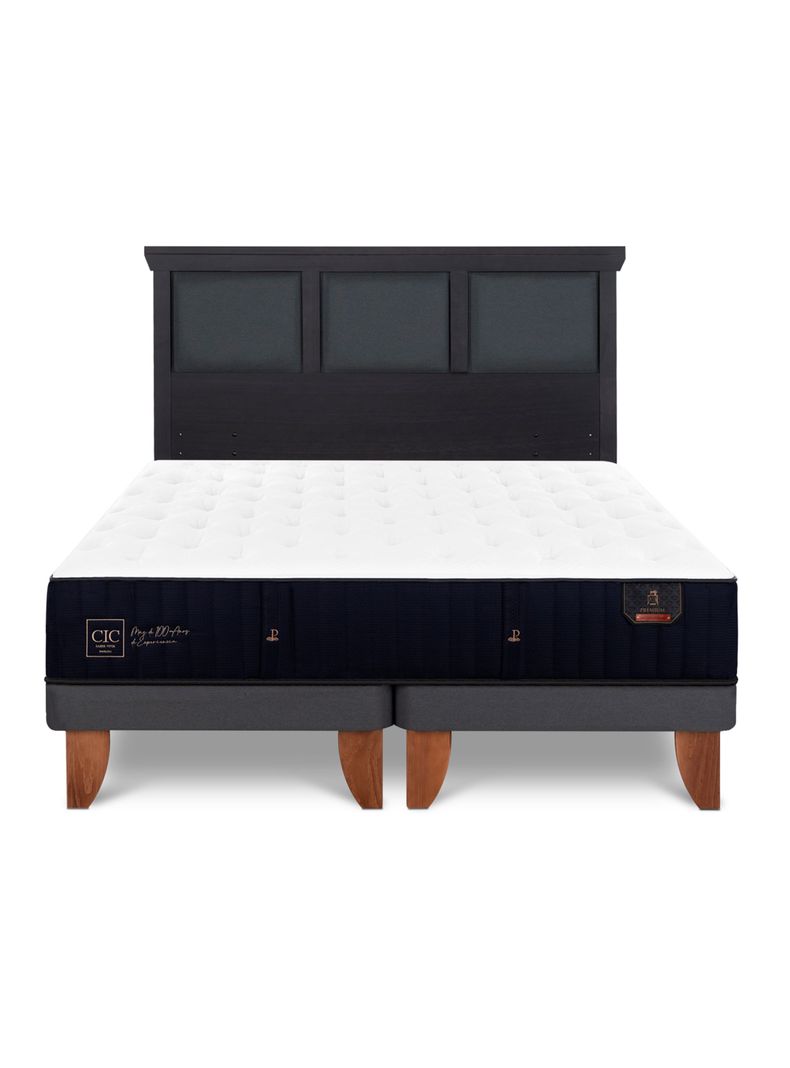 Cama Europea Premium King + Respaldo Torino Negro-2