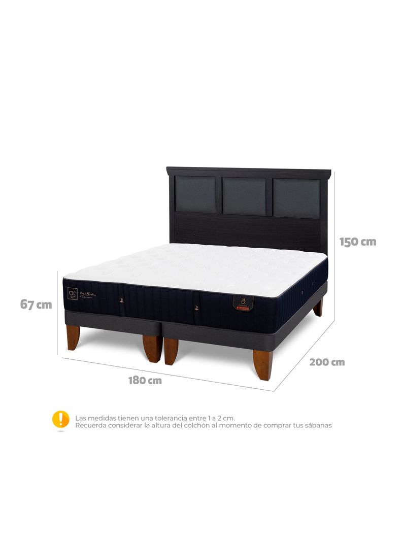 Cama Europea Premium King + Respaldo Torino Negro-1