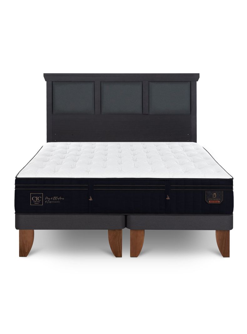 Cama Europea Súper Premium King + Respaldo Torino Negro-2