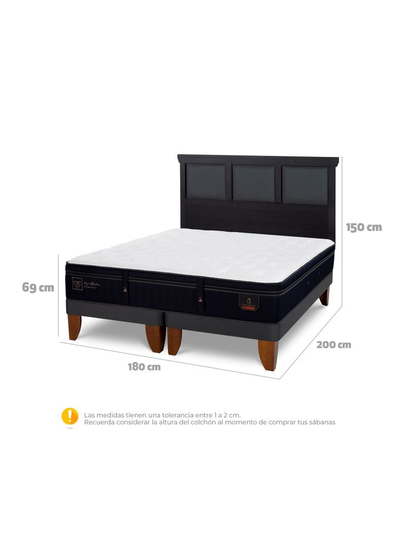 Cama Europea Súper Premium King + Respaldo Torino Negro-1