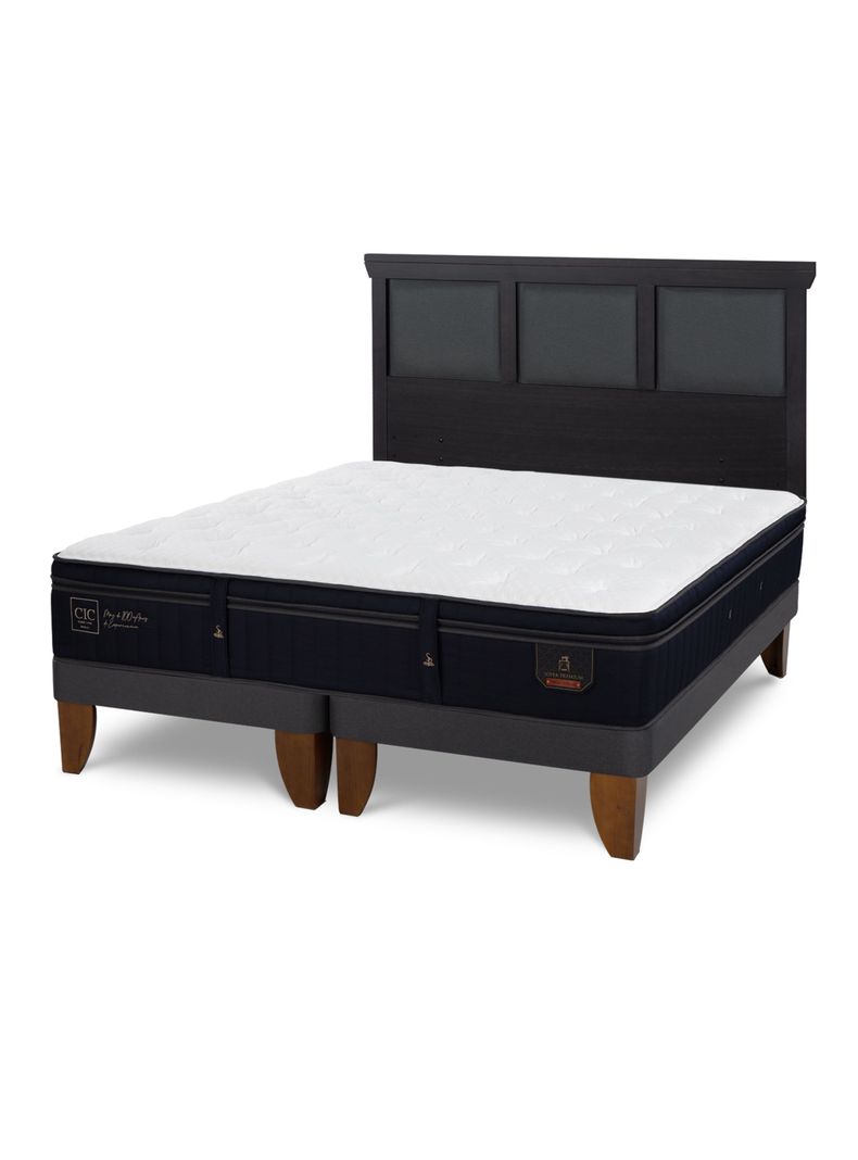 Cama Europea Súper Premium King + Respaldo Torino Negro-0