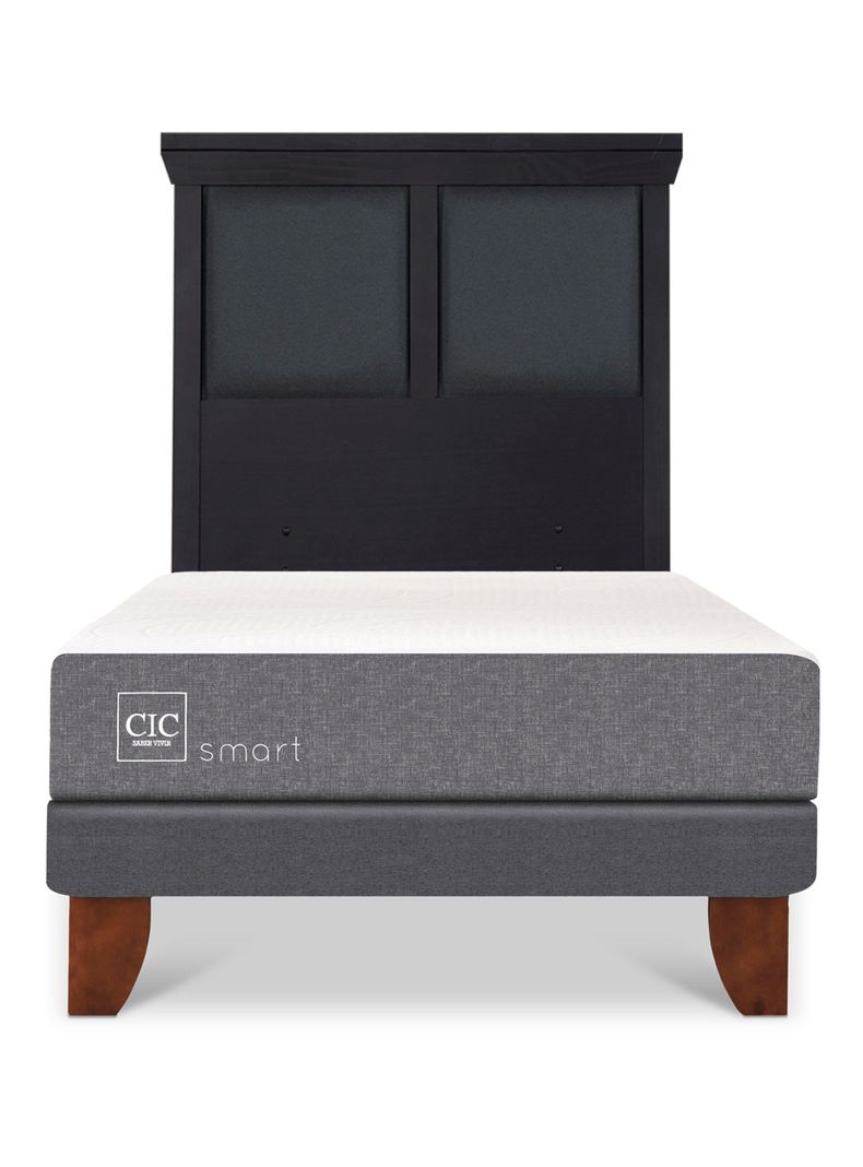 Cama Europea Smart 1 Plaza + Respaldo Torino Negro-2