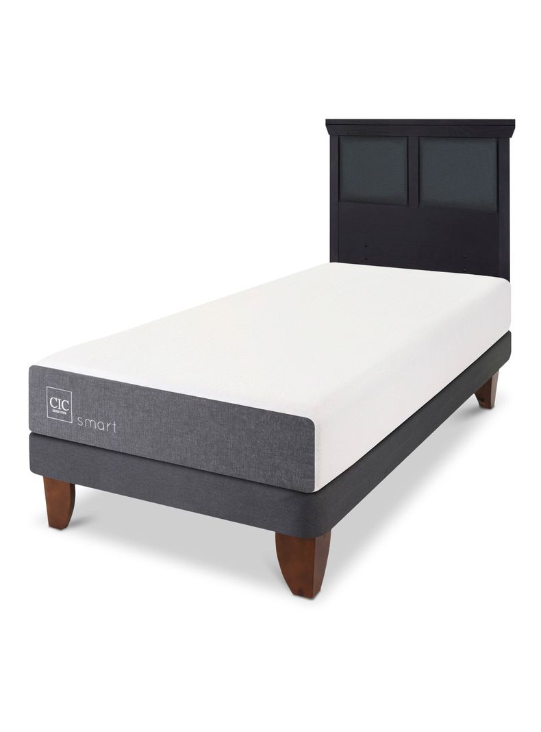 Cama Europea Smart 1 Plaza + Respaldo Torino Negro-0
