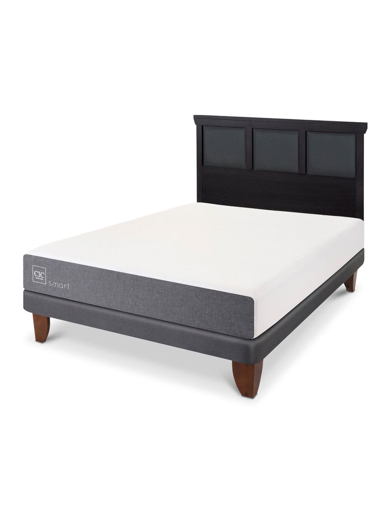 Cama Europea Smart 2 Plazas + Respaldo Torino Negro-0