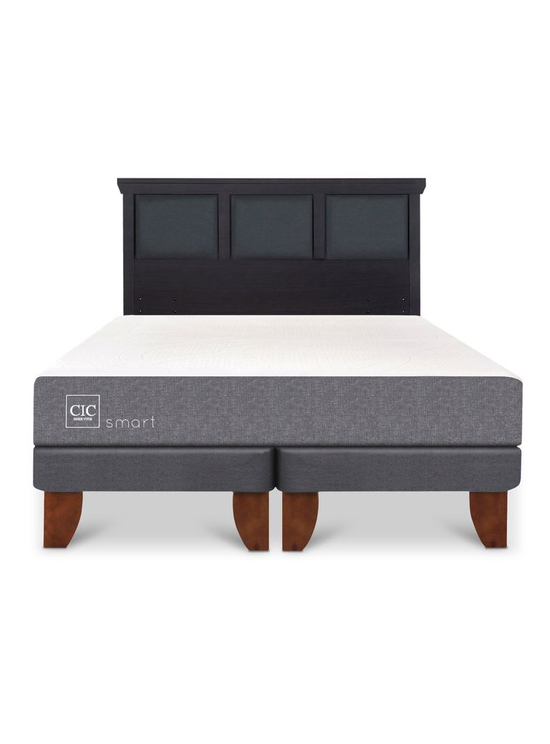 Cama Europea Smart King + Respaldo Torino Negro-2